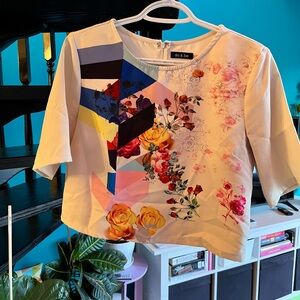 DO+BE Women's Colorful Floral and Geometric Blouse